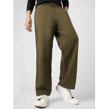 Urbano Fashion Dark Olive Loose Baggy Fit Solid Non Stretchable Chino Trouser