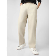 Urbano Fashion Cream Loose Baggy Fit Solid Non Stretchable Chino Trouser