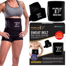 MuscleXP Drfitness+ Sweat Belt For Men And Women, Weight Loss, Tummy Trimming - Black
