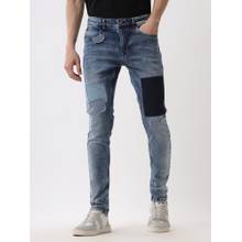 WROGN Patchwork Medstone Navy Blue Jeans