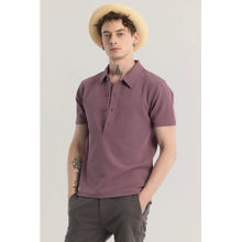 Snitch Men Mauve Textured Polo T-Shirt