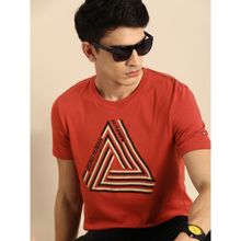 Being Human Mens Regular Fit Printed T-Shirt Red