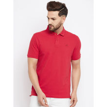 98 Degree North Men Solid Polo Collar Cotton Lycra T-shirt Has A Short Sleeves Logo Embroidery
