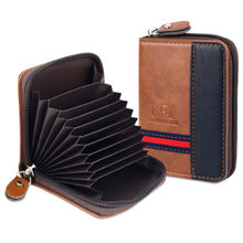 NFI Essentials PU Leather 11 Slots Card Holder for Men and Women Brown