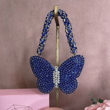 Ozel Sapphire Blue Butterfly Mini Rhinestone Bag