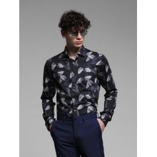 Jack & Jones Black Cotton Slim Fit Printed Shirt