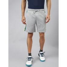 Alcis Men Light Grey Melange Graphic Print Soft Touch Slim Fit Athleisure Shorts