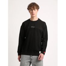 THE BEAR HOUSE Men Black Solid Relaxed Fit Sweatshirt (XL)