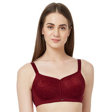 SOIE WomenS Full Coverage Non-Padded Non-Wired Bra - CRIMSON