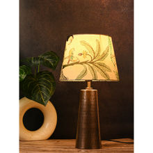 Green Girgit Copper Etched V-Shaped Lamp with Taper Multicolour Green Shade