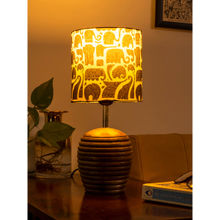 Green Girgit Stripped Lamp with Black Elephant Multicolour Shade