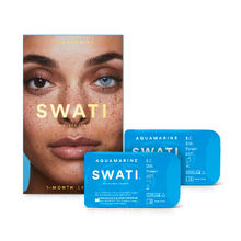 Swati Cosmetics Coloured Contact Lenses Aquamarine 1 month Power -1.00