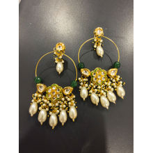 BEAUTY SPOT JEWELLERY Women Green Chand Bali Earrings