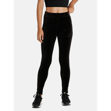 Puma Iconic T7 Velour High Waist Tight Fit WoMen Black Tights (M)