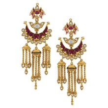 Tribe Amrapali Silver Gold Plated Red White Crescent Jhumki Earrings