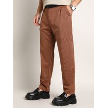 Campus Sutra Men's Russet Brown Micro-Check Chino