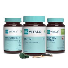 HealthKart HK Vitals Multivitamin - 60 N + Fish Oil 1000mg - 60 Capsules + Biotin 10000mcg - 90 N