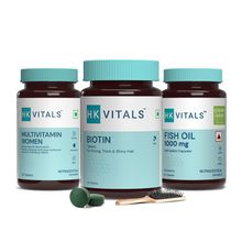 HealthKart HK Vitals Multivitamin Women + Fish Oil + biotin (1000 mcg), (Combo Pack, 210 tablets)