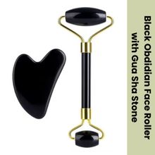 SEMINO Black Obsidian Face Roller with Gua Sha Stone