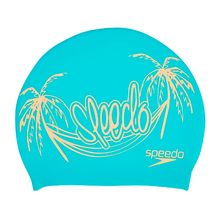 Speedo Unisex-Adult Slogan Print Swimcap - Blue (Free Size) 1