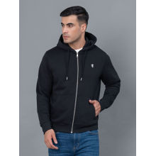 Red Tape Black Solid Regular Fit Hoodie