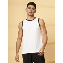CHKOKKO Men White Polyester Solid Regular Fit Sports Vest