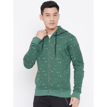 Aesthetic Bodies Mens Green Printed Hooded Sweatshirt