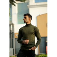 JAVINISHKA Bottle Green Premium Warm Wool Blend Turtle Neck Sweater