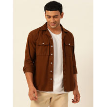 JAVINISHKA Premium Chocolate Brown Cargo Regular Fit Unisex Cotton Overshirt
