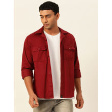JAVINISHKA Premium Maroon Cargo Regular Fit Unisex Cotton Overshirt