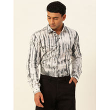 JAVINISHKA Designer White & Grey Slim Fit Cargo Pure Cotton Shirt