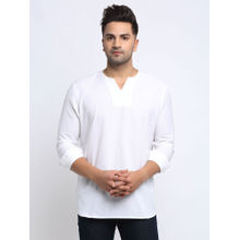 NEUDIS Cotton Roll-Up Sleeve Short Kurta For Men White