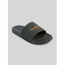 Pepe Jeans Olive Lightweight Beach Sliders with Textured Logo Print