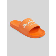 Pepe Jeans Orange Lightweight Beach Sliders with Logo Print