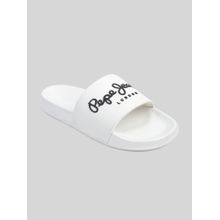Pepe Jeans White Lightweight Beach Sliders with Logo Print