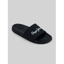 Pepe Jeans Black Lightweight Beach Sliders with Embossed Logo Print