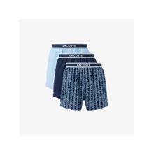 Lacoste Men Blue Cotton Plain Boxers (Pack Of 3)
