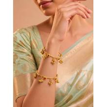 ADIVA Gold-Plated Multicolor Stone Ghungroo Charm Adjustable Kashmiri Bangles (Pack of 2)