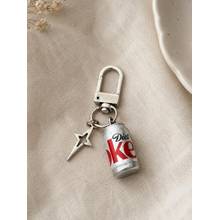 ISHKAARA Silver Miniature Diet Coke Can Keychain with Star Charm