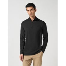 Technosport Black Men Colorblocked Slim Fit Mock Neck Sports T-Shirt