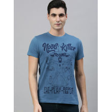 Conditions Apply Blue Printed T-Shirt