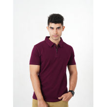 Monkstory Bamboo Cotton Zip-Polo Mauve T-Shirt