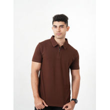 Monkstory Bamboo Cotton Zip-Polo Brown T-Shirt