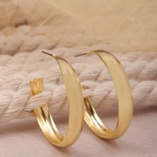 Crunchy Fashion Gold Tone Thick Tube Round Circle Hoops