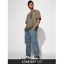 The Souled Store Solids: Steel Blue Men Cargo Pant