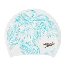 Speedo Female Long Hair Printed Swimcap - White (Free Size)