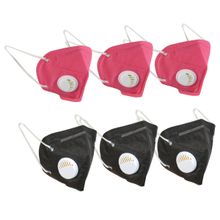 Fabula Pack of 6 KN95/N95 Anti-Pollution Reusable 5 Layer Mask (Pink White)