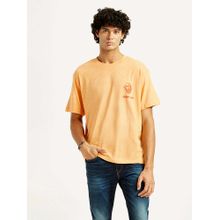 Levi's Men's Orange Printed Loose Fit T-shirt