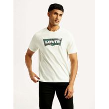 Levi's Men's White Brand Logo Solid Round Neck T-shirt