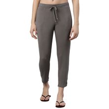 Enamor E048 Mid-rise Tapered Shop In Lounge Pants For Women With Slit Hems